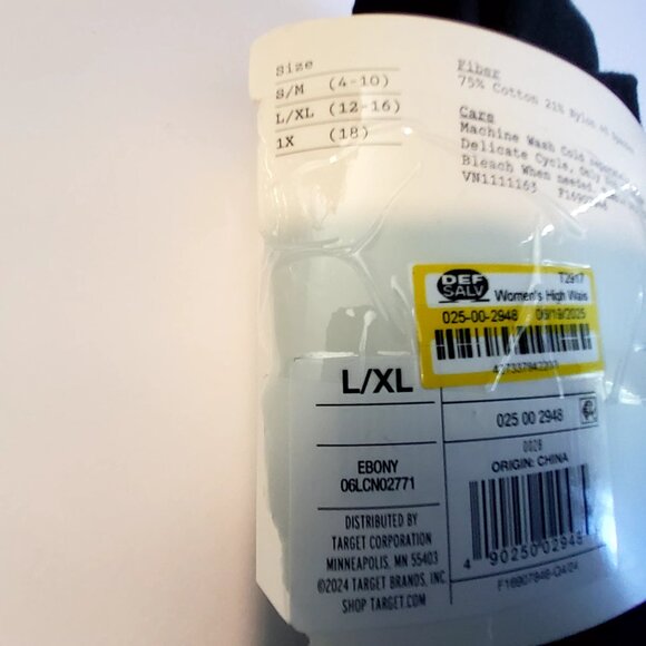 A New Day Seamless Cotton Blend High Waisted Leggings Elastic waistband XL Black - Picture 3 of 7